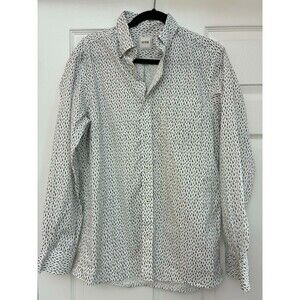 ROWM Mens Medium White Black Micro Print Button Down Shirt 100% Cotton